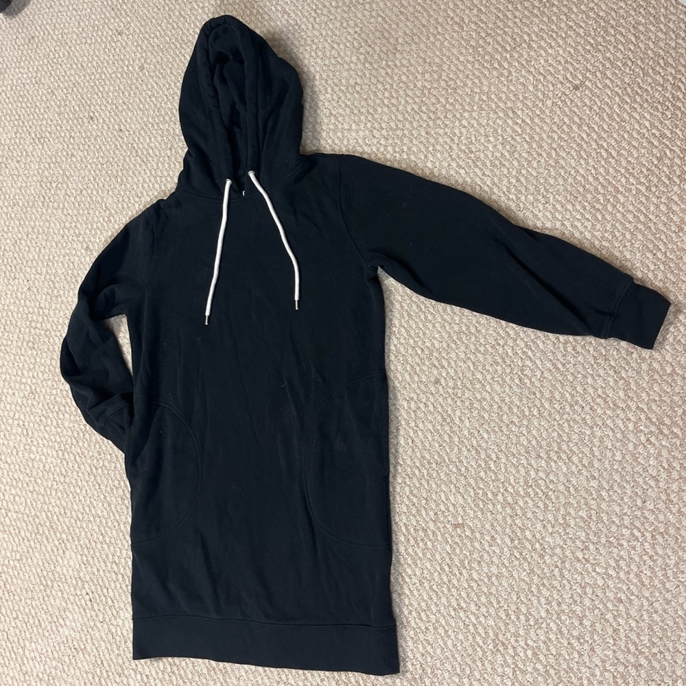 GAP Black Longline Hooded Sweatshirt Dress